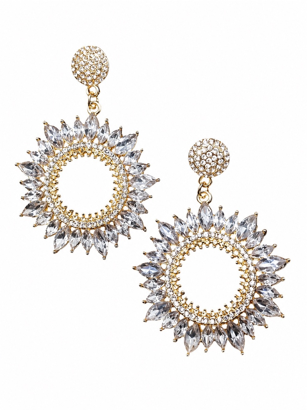 BuddyLove Great Gatsby Crystal Statement Earrings Gold NWT